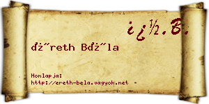 Éreth Béla névjegykártya